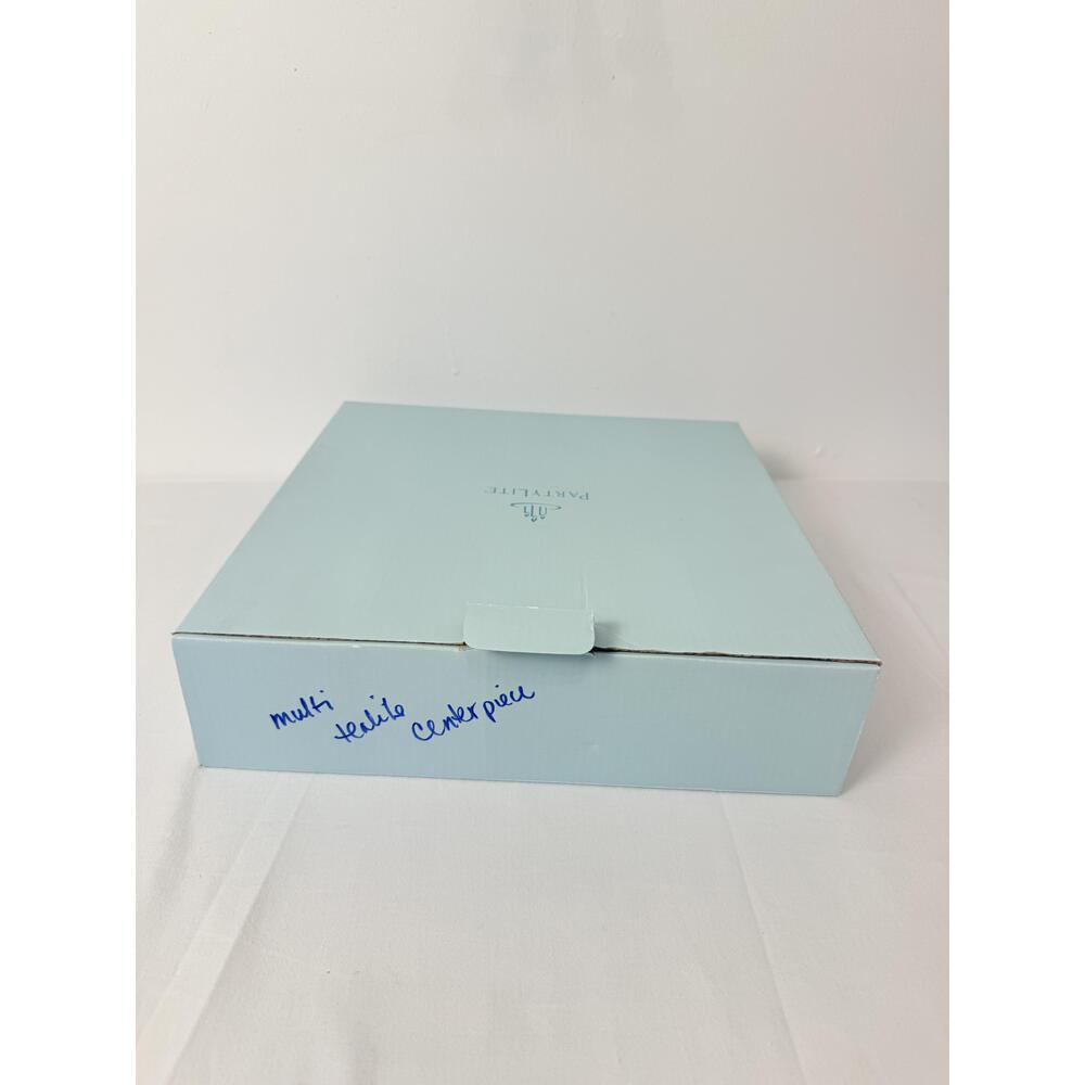 NWT Party Lite Light Blue Multi Tea Light Center Piece Cardboard Box PE LD New